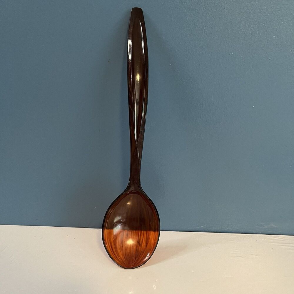Vintage Tortoise Shell Serving Spoon Replacement Kitchen Utensil Brown MCM